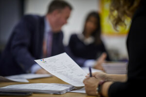 Teachers meeting at Webster Primary School Manchester