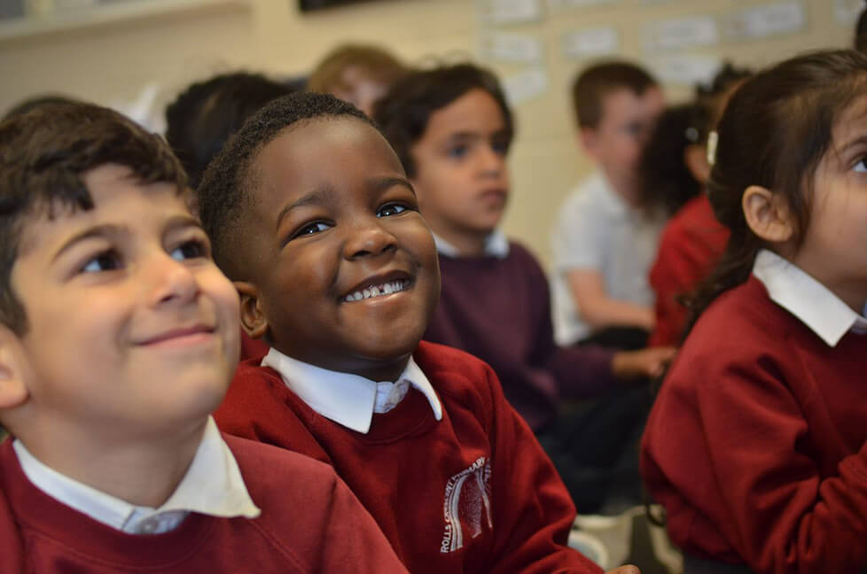 Boy pupils smiling