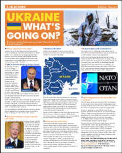 A children's magazine article explaining the events in Ukraine 2022.