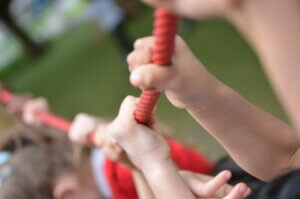 pupils hands climbing rope