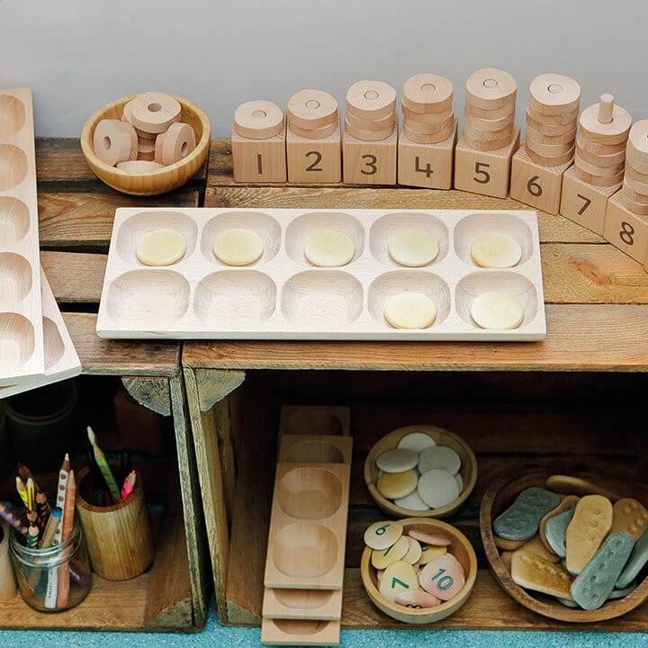 An Early Years resource to support counting using numbered counters, pens