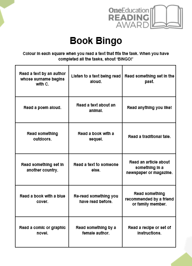 A book bingo worksheet.